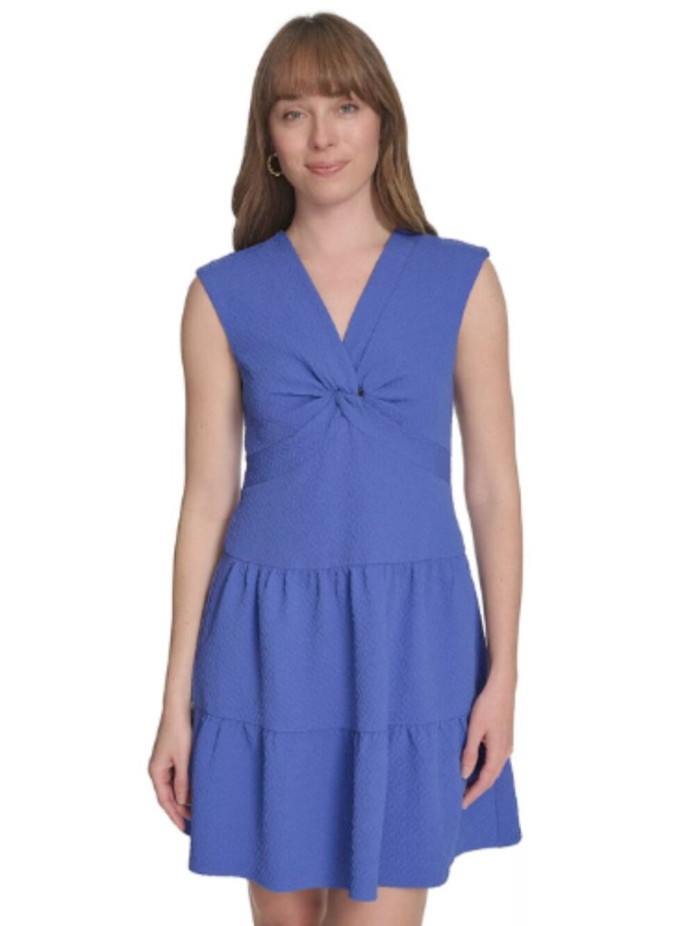 Tommy Hilfiger Blue Jacquard Twist Gold Zip Detail Dress Size 16